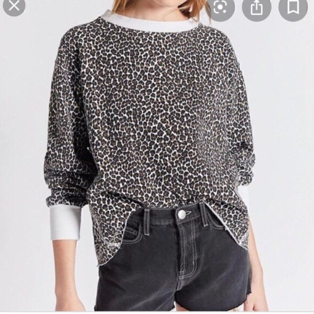 Current Elliot Leopard Fleece Sweatshirt Top